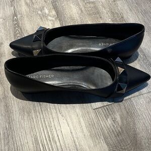 Marc Fisher Black Studded Pointed Toe Flats